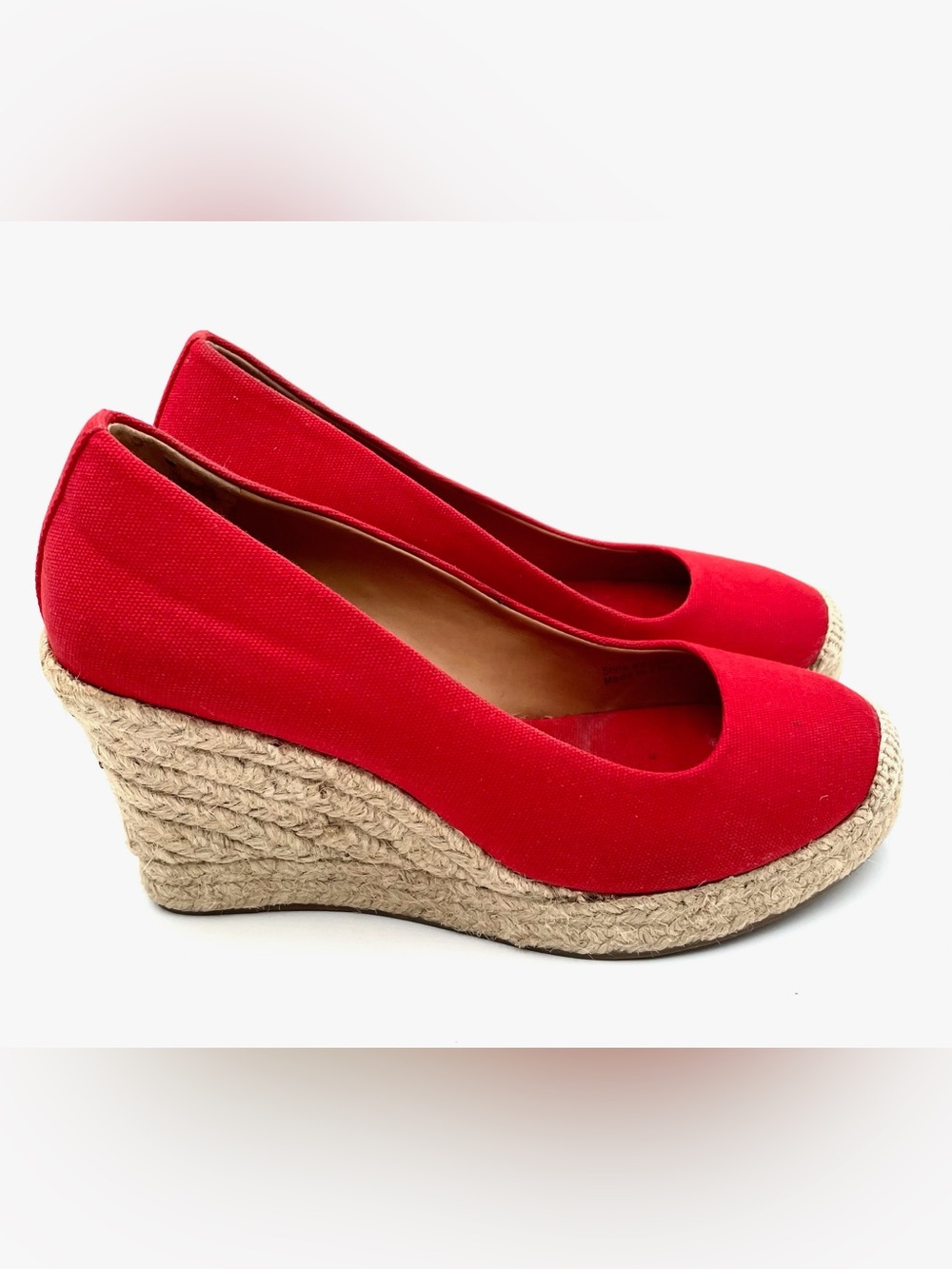 J.Crew Orange Red Espadrille Wedge Pump Size 6.5